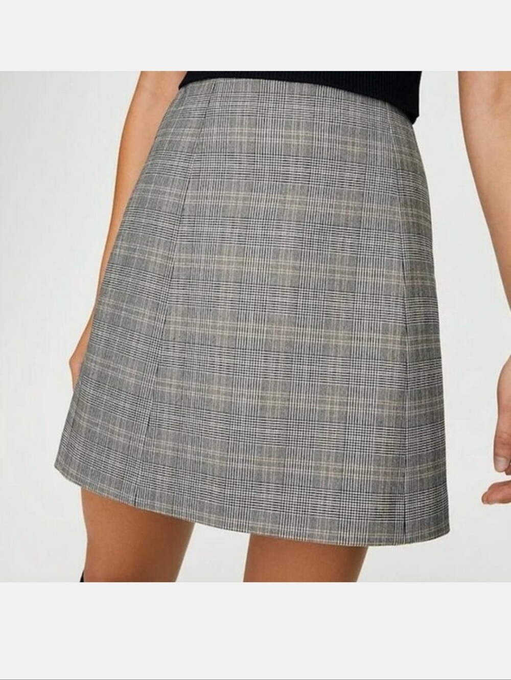 Babaton Modern Plaid Hopper Mini Skirt